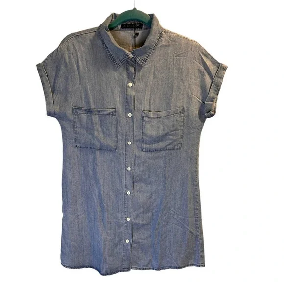 Zilcremo, Chambay Blue Shirt Dress, Mini, Soft Cotton, M - Picture 10 of 16